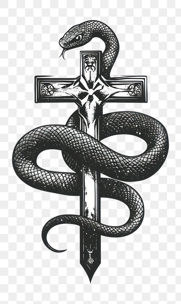 PNG Cross snake tattoo illustration | Free PNG - rawpixel