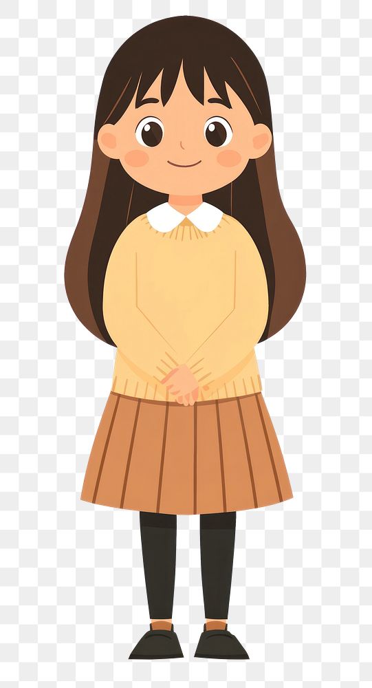 PNG 6 years old girl cartoon illustration uniform.