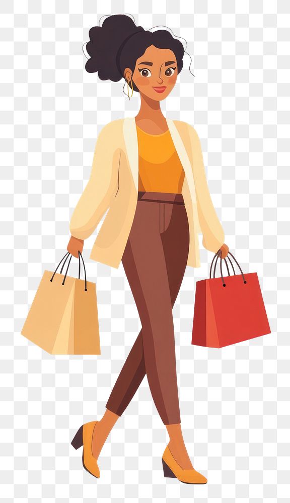 PNG Woman shopping illustration female casual.