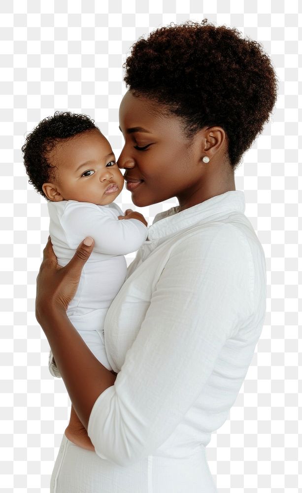 PNG Black mother holding newborn portrait photo face.