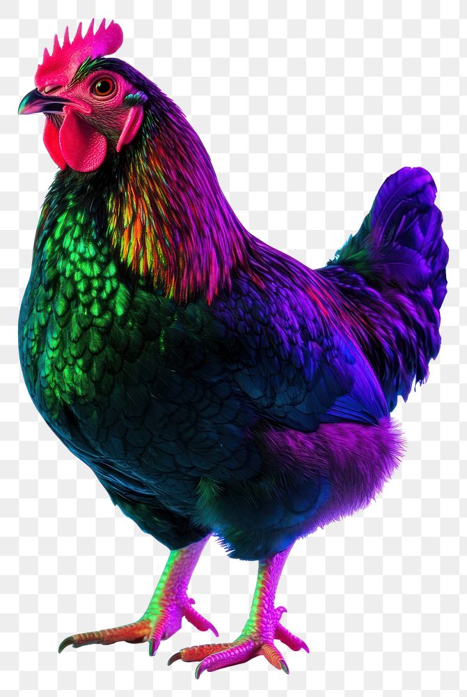 PNG Chicken Neon rim light poultry rooster bird.