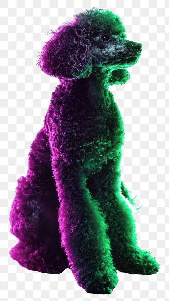 PNG Poodle Neon rim light portrait animal photo.