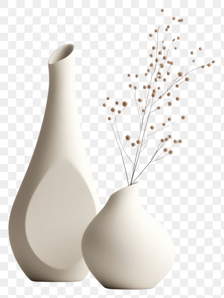 PNG Ceramic vases minimal minimalist decoration aesthetics.