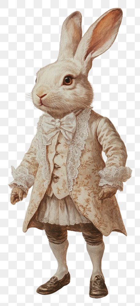 PNG Rabbit costume wearing Rococo style outfit animal rabbit illustrated.