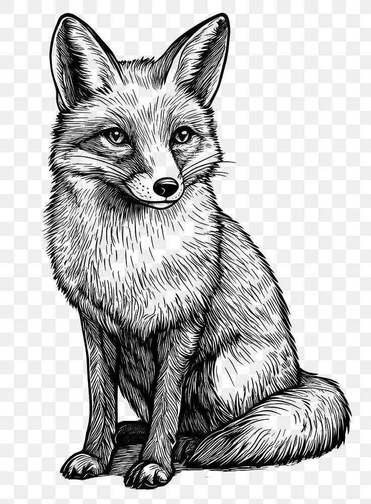 PNG Fox art wildlife drawing.