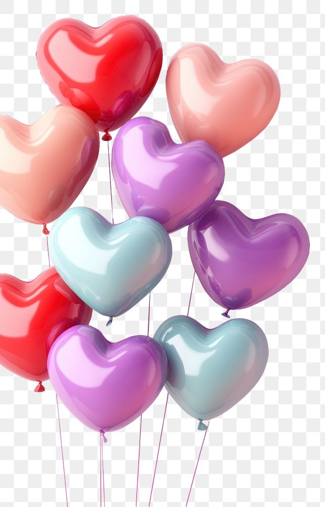 PNG Balloons heart-shaped valentine's colorful.