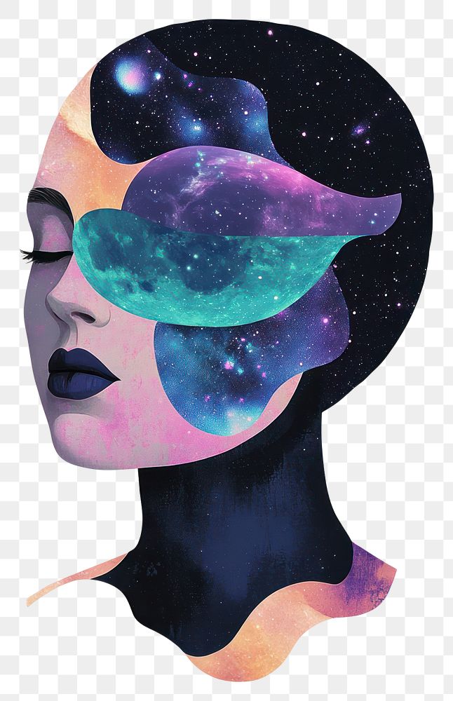 PNG Depression illustration galaxy face.