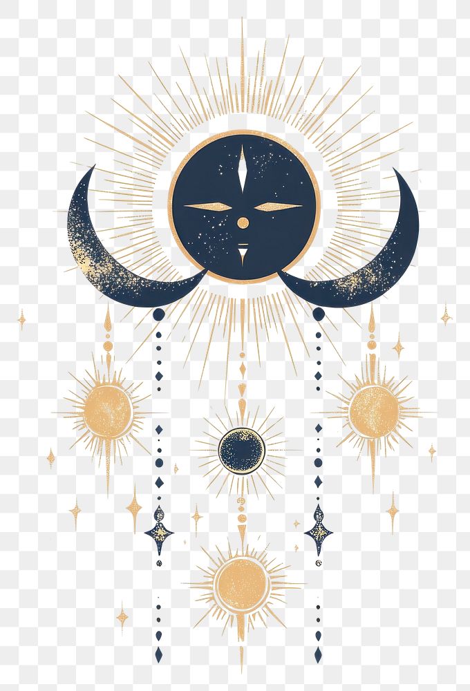 PNG Vector outline sun moon illustration symbols gold.