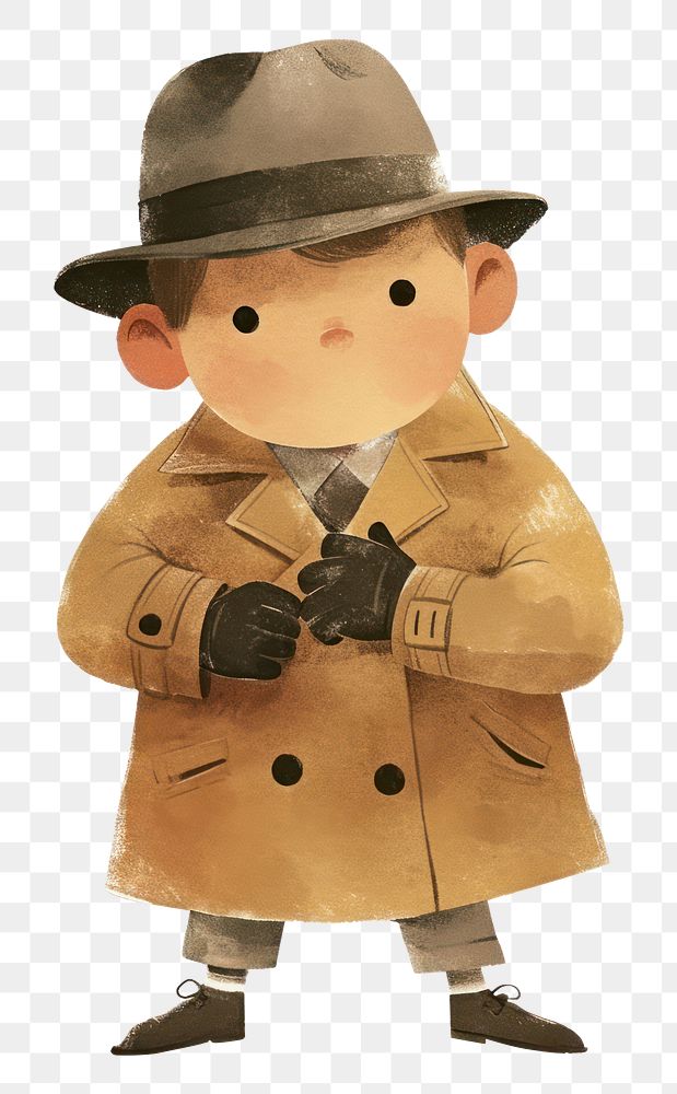 PNG Detective boy gloves coat illustration.