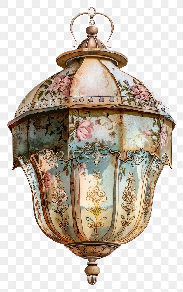 PNG A lantern art chandelier porcelain.