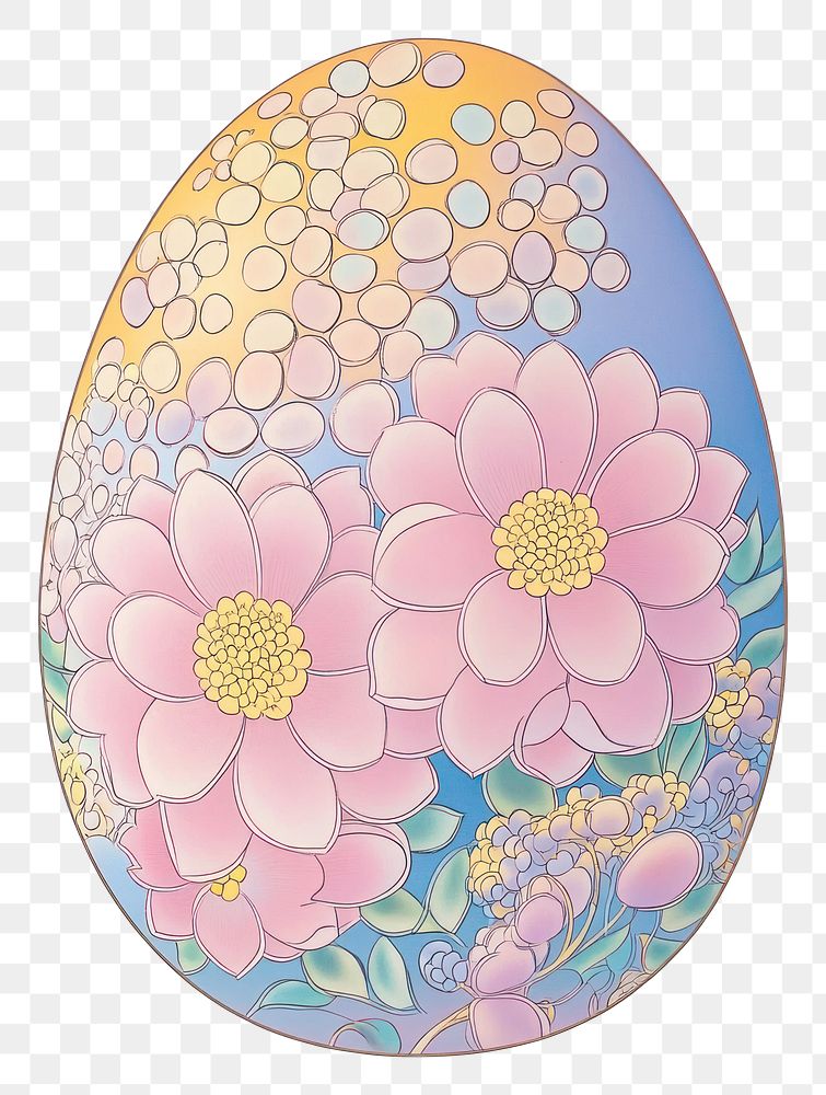 PNG Floral easter egg illustration colors celebration.