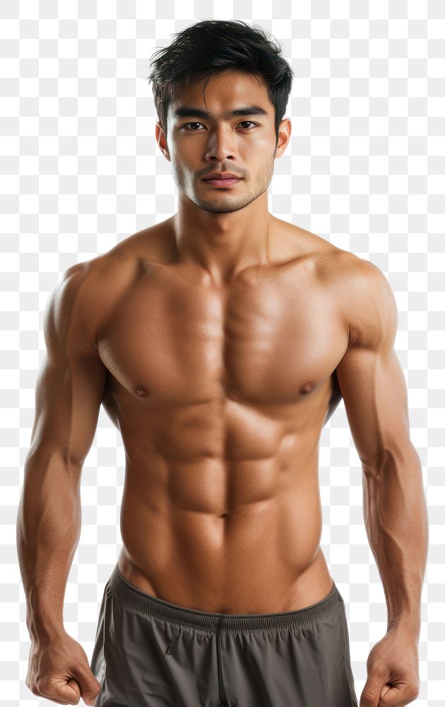 PNG Real asian man fitness health male.