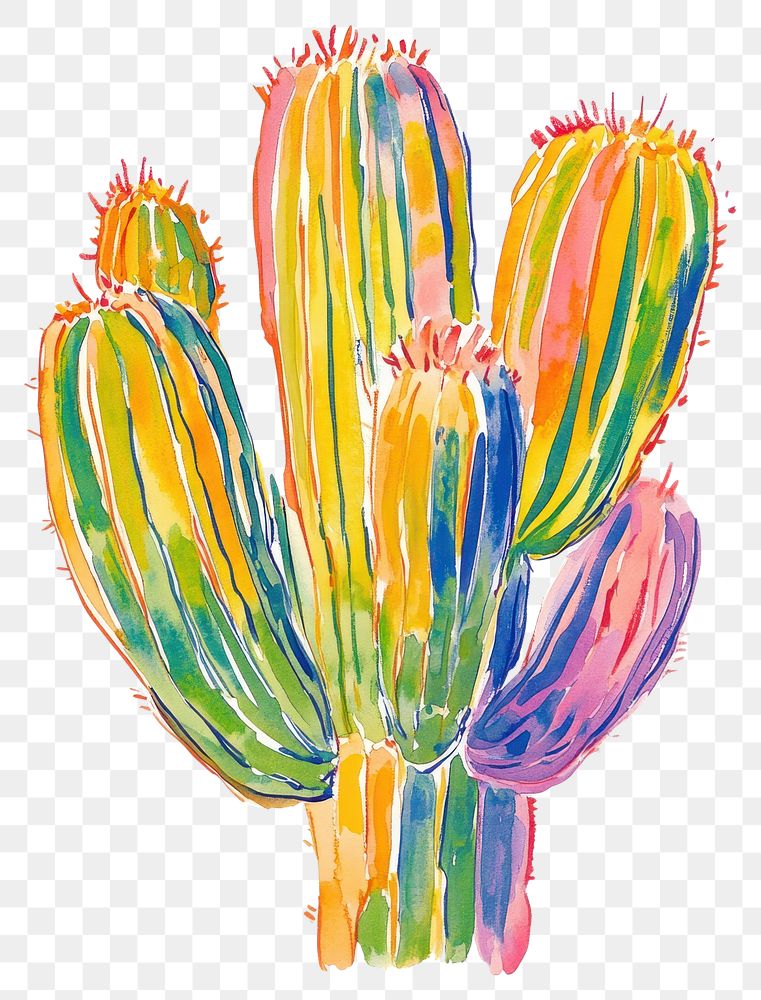 PNG Cactus illustration watercolor plant.