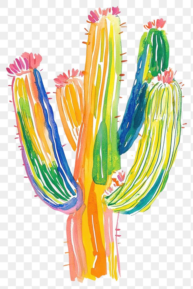 PNG Cactus illustration watercolor plant.