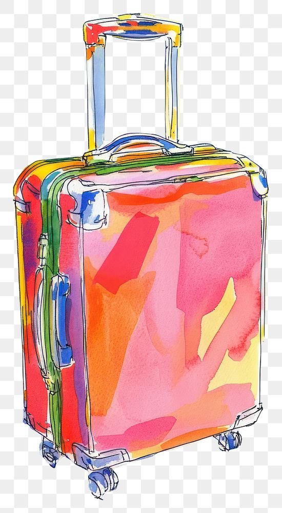 PNG Luggage illustration watercolor suitcase.