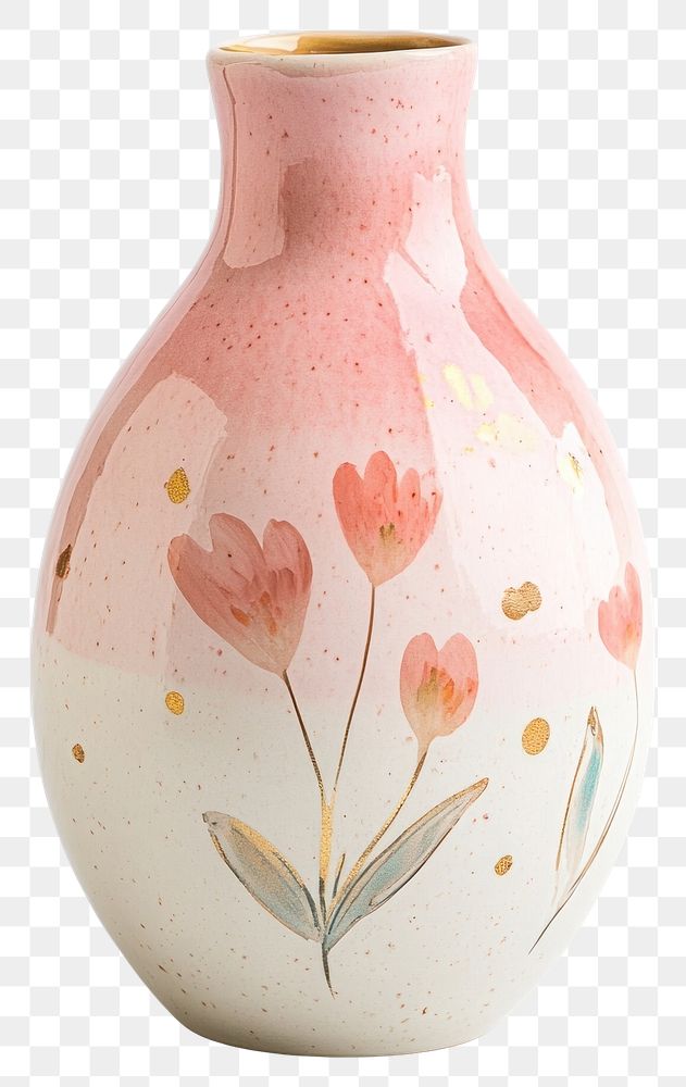 PNG Small vase ceramic pattern floral.