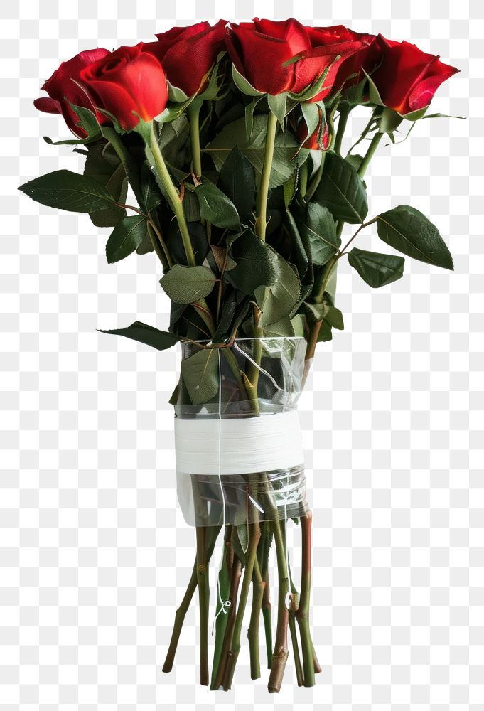 PNG A bunch of red roses bundle only one white Adhesive tape flower arrangement valentine's.