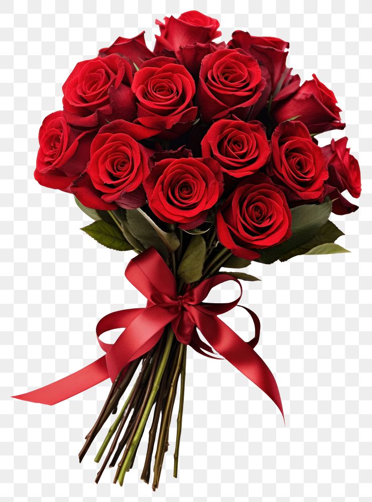 PNG A bouquet of red roses tied together wedding flowers arrangement.