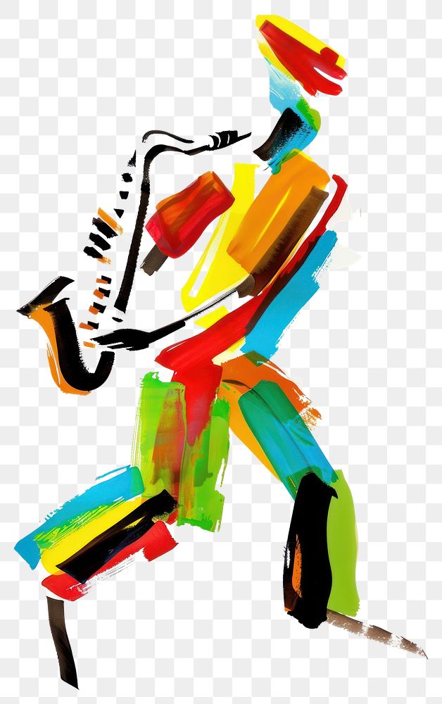 PNG Playing a saxophone illustration music art expression.