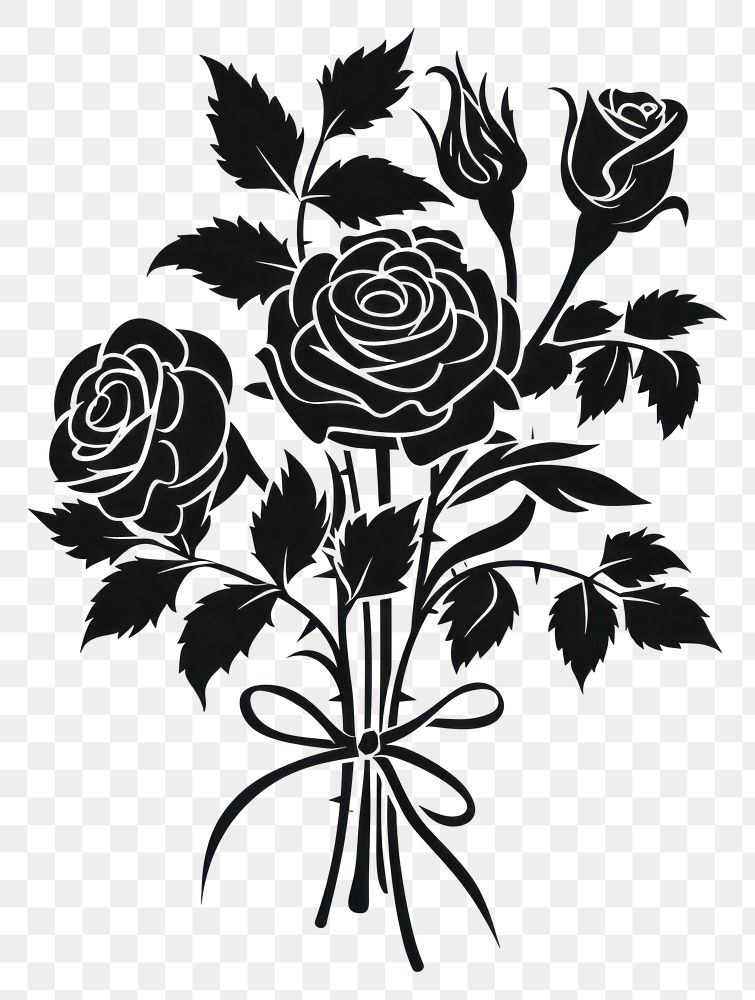 PNG Rose Flower Bouquet silhouette drawing bouquet.