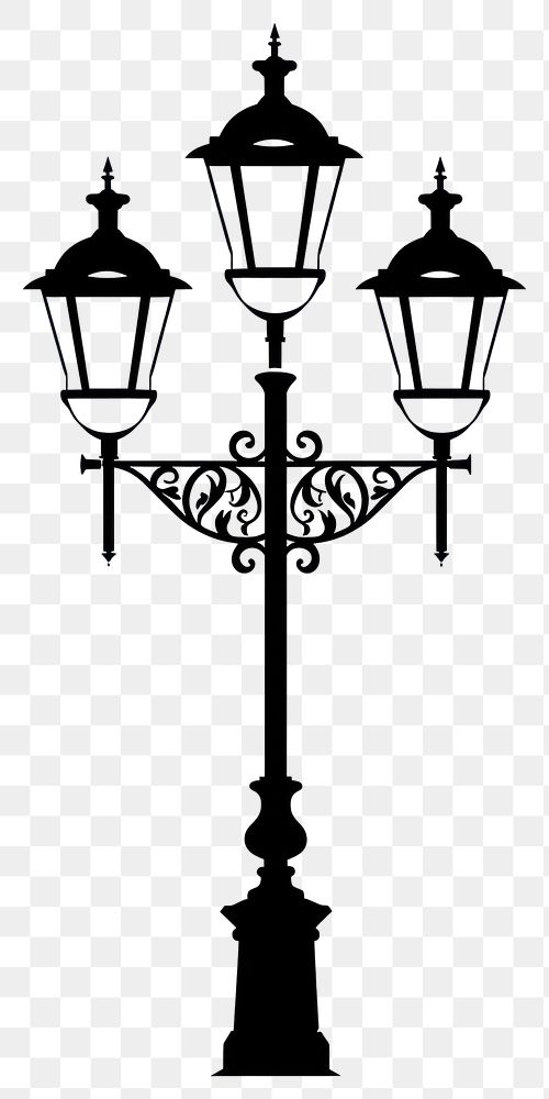 PNG Vintage streetlights silhouette lamp illustration.