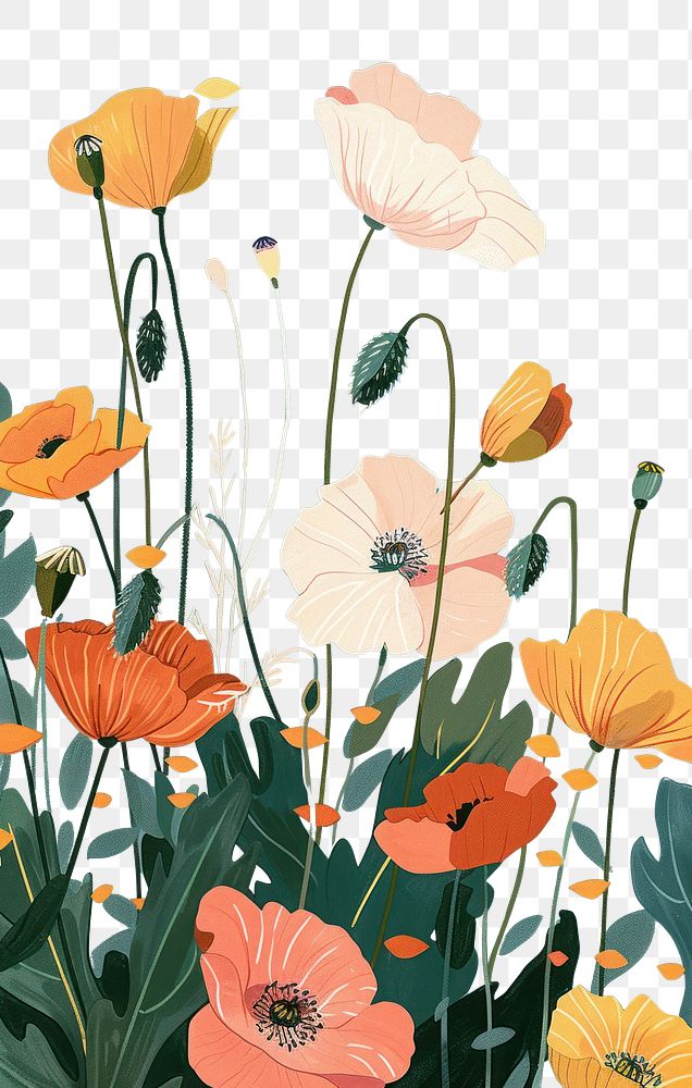 PNG Poppy flower flowers poppy illustration.