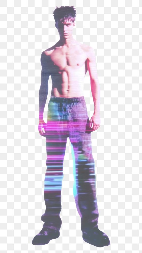 PNG Cutout collage man full body glitch male futuristic.