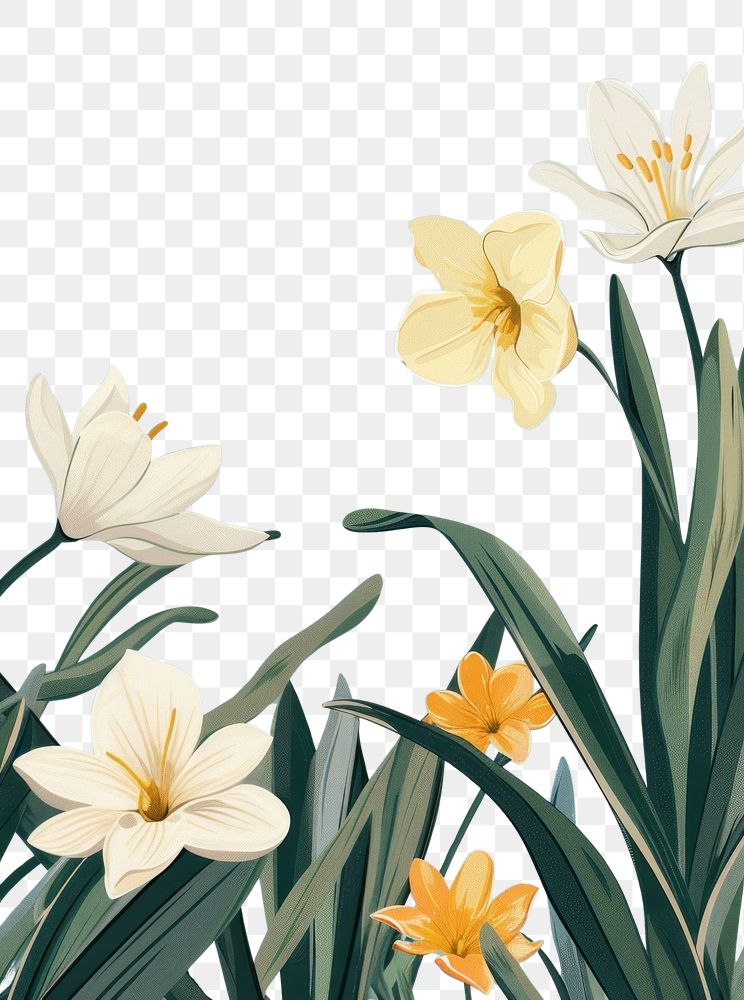 PNG Spring flowers illustration background yellow.