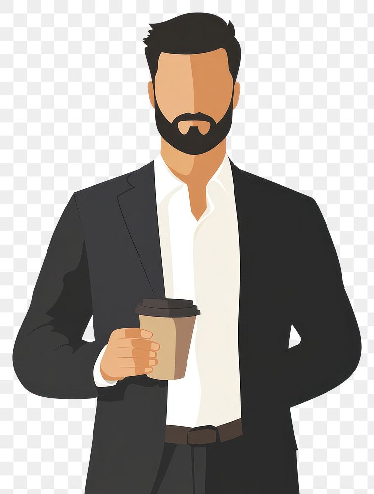 PNG Businessman holding coffee illustration businessman minimalist.