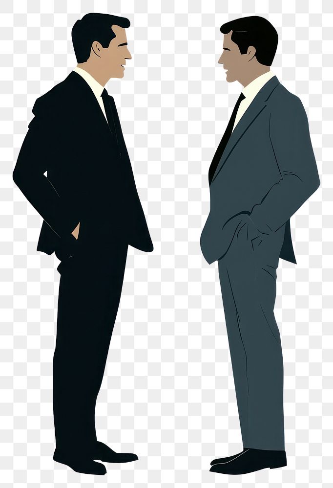 PNG Two businessmen standing and talking suit communication professional.