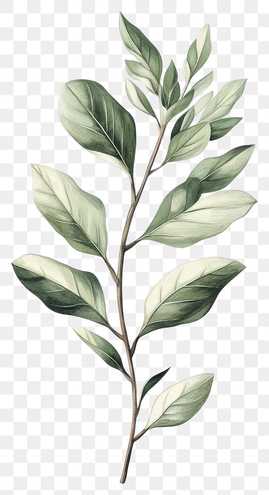 PNG Tree leaf branch illustration botanical drawing.