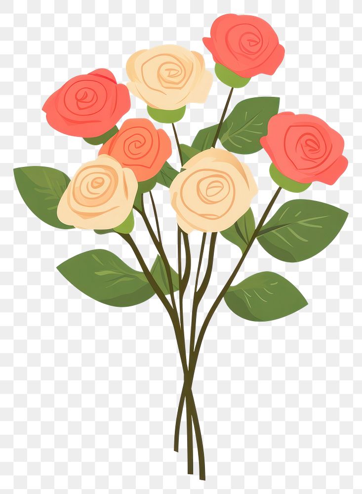 PNG Rose bouquet roses illustration flowers.