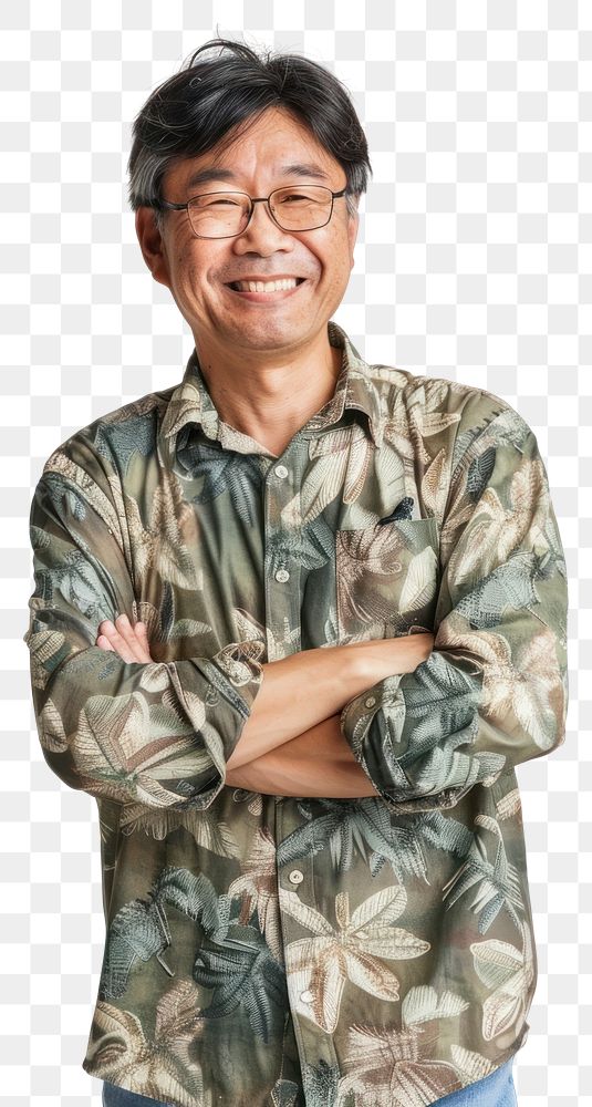 PNG Asian middle age man happy portrait photo.