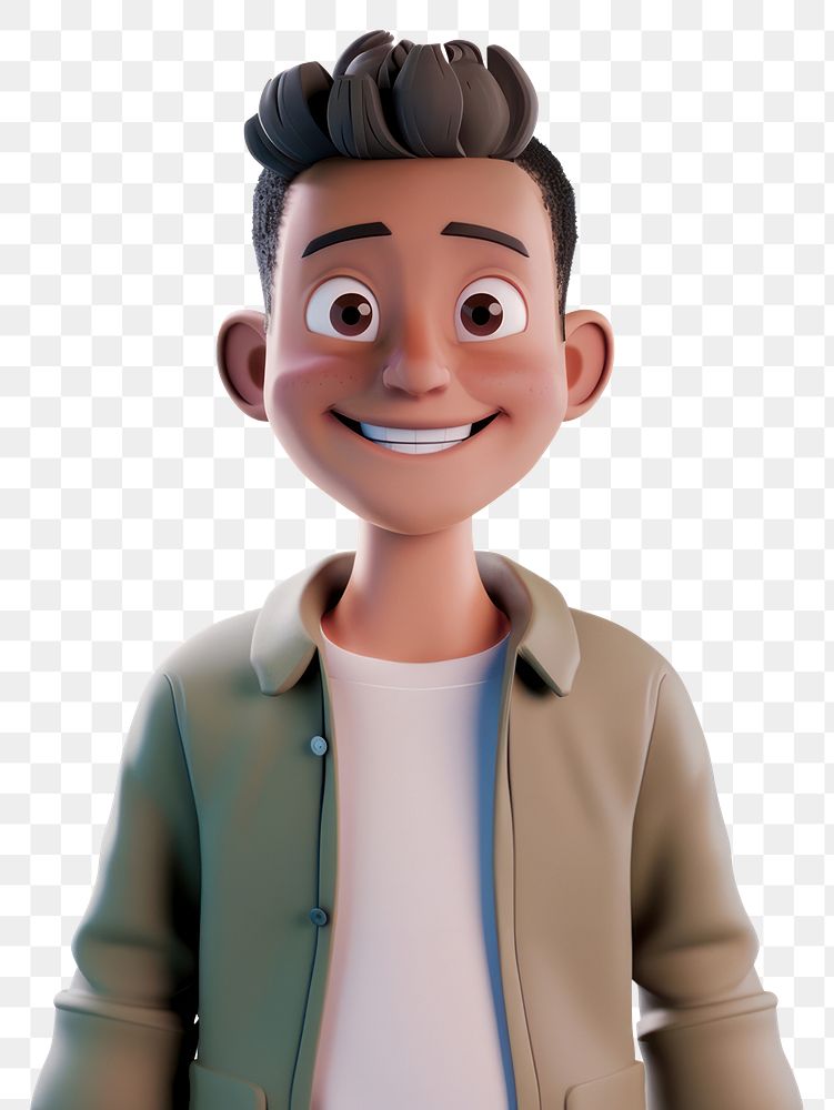 PNG Young cute man with short hair character smiling cartoon.