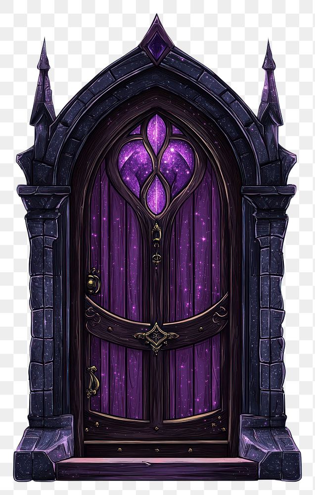 PNG A gothic vector illustration of an isolated the door architecture mystical purple.