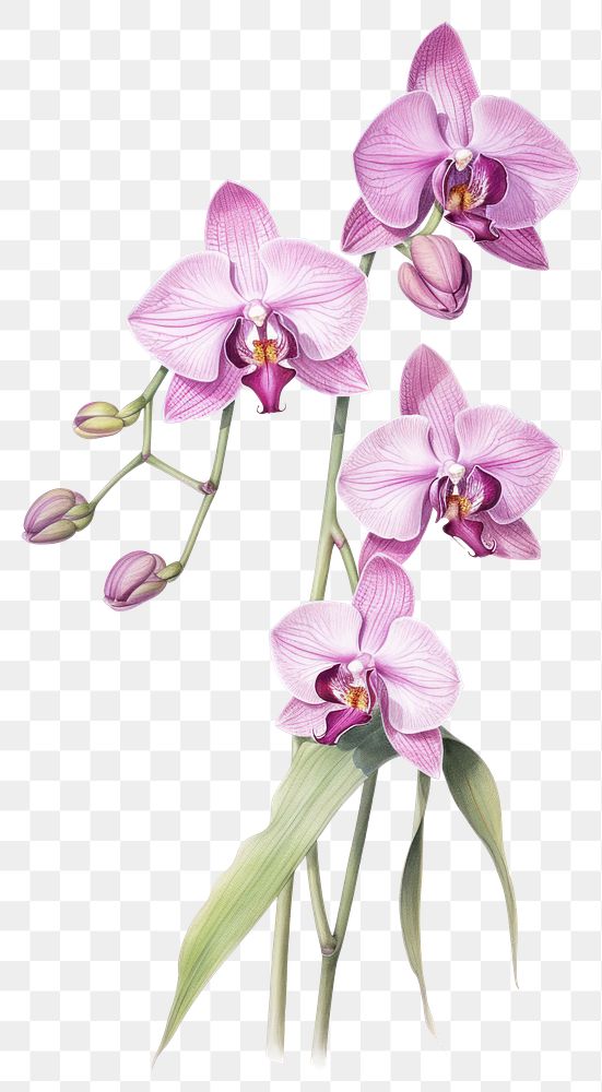 PNG Orchid branch orchid illustration botanical.