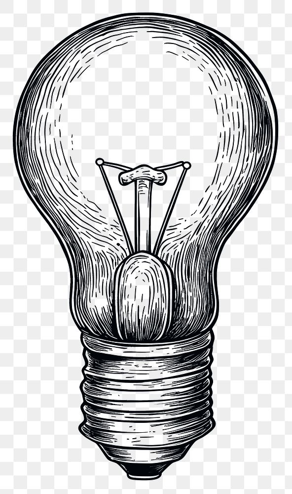 PNG Light bulb black white art.