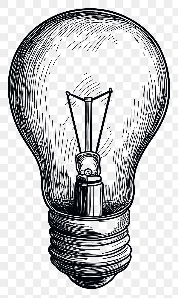 PNG Light bulb sketch art illustration.