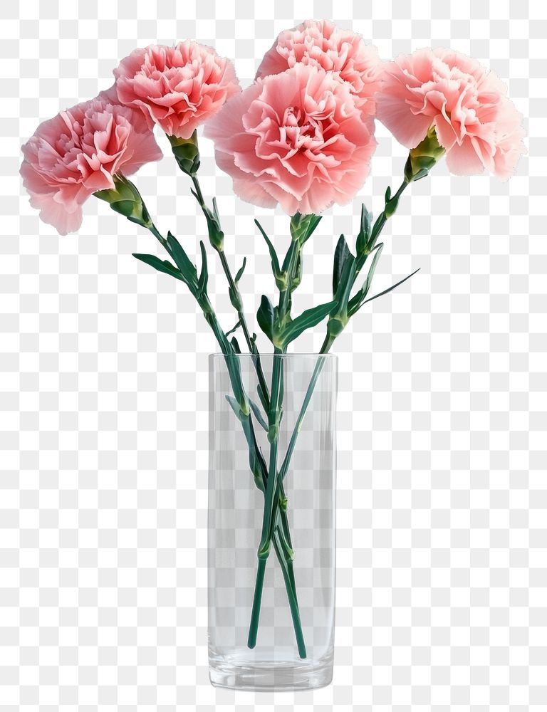 PNG Pastel carnation flowers bouquets carnations glass vase.