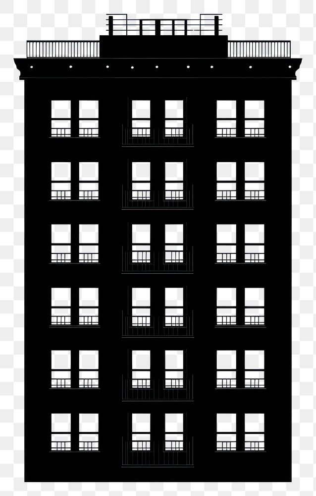 PNG American apartment architecture illustration silhouette.