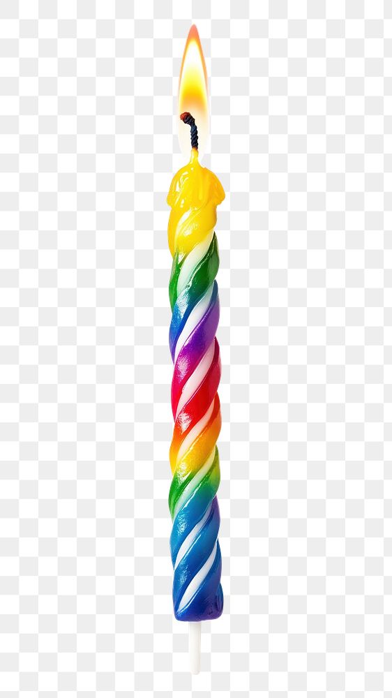 PNG Rainbow birthday candle confectionery decoration accessory.