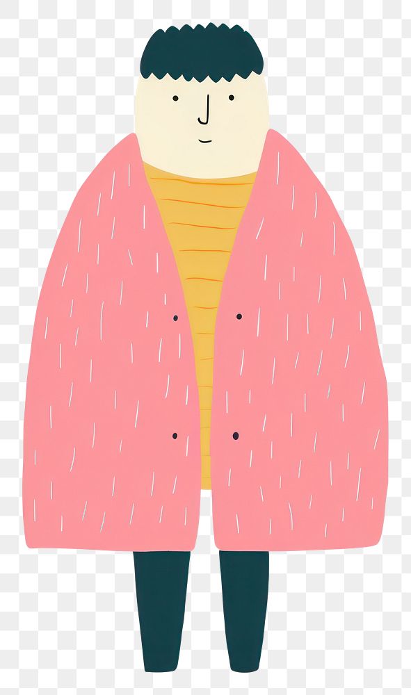 PNG Person with pink coat standing cartoon simple style.