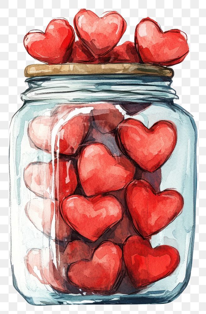 PNG Jar watercolor heart cute.