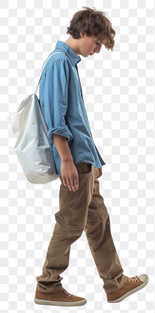 PNG Teenager man walking background pants brown.