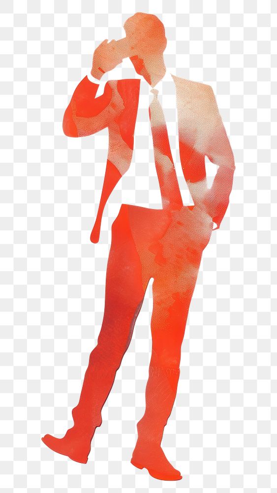 PNG Businessman using phone illustration suit red.