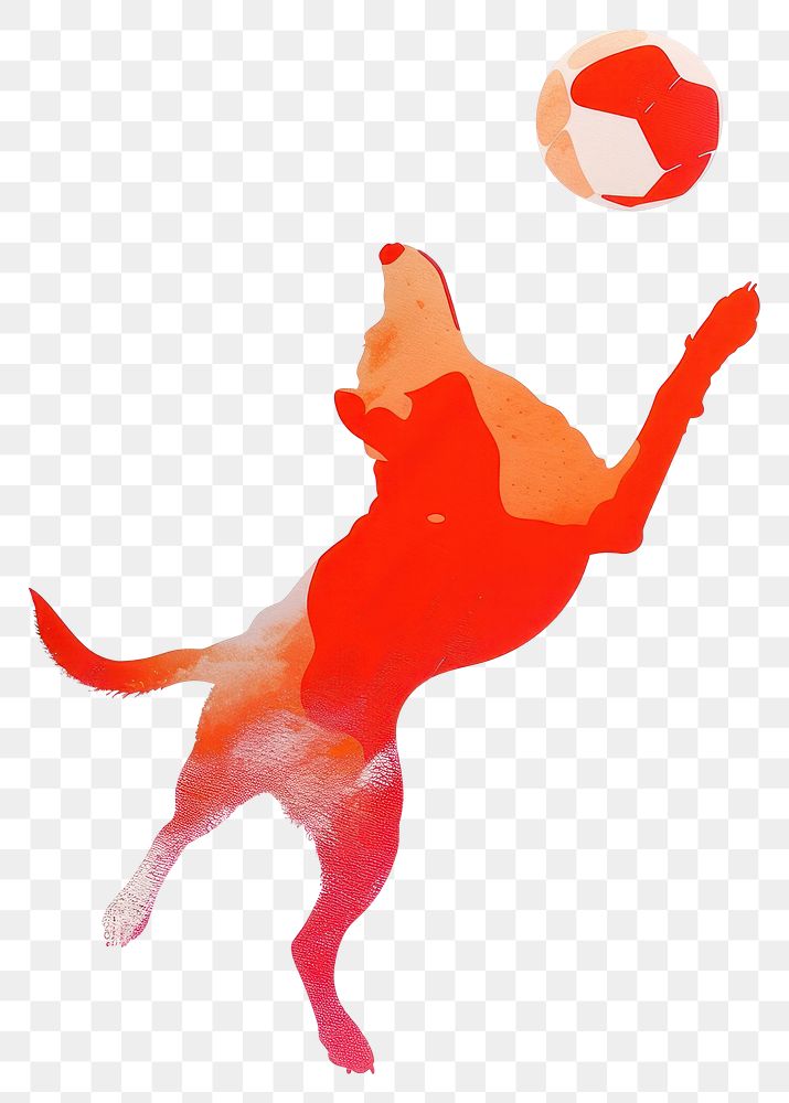 PNG Dog playing with ball illustration football abstract.