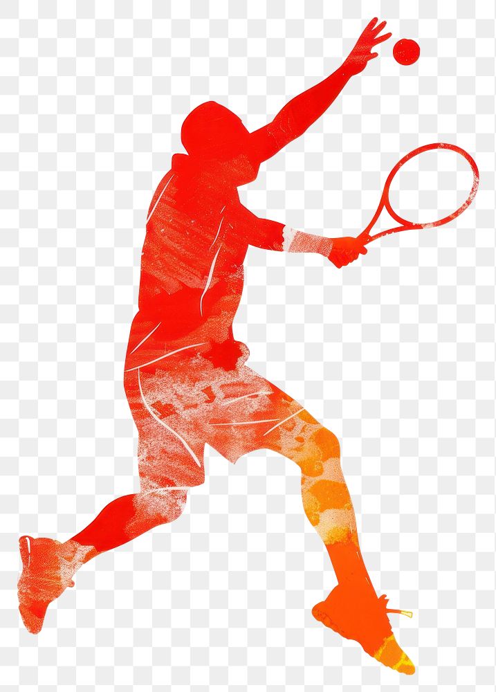 PNG Man playing tennis illustration sports silhouette.