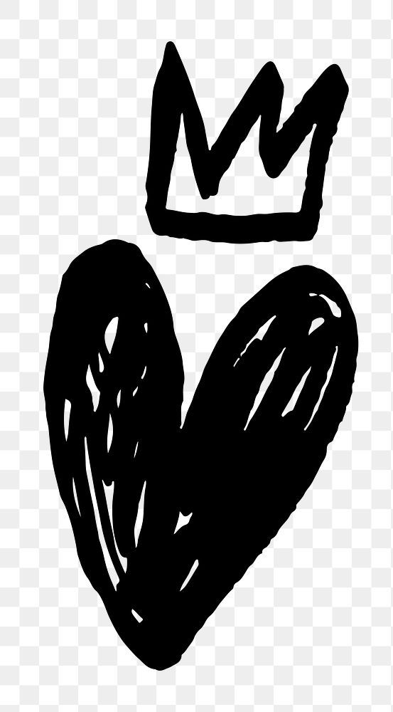 PNG Crowned heart sketch design, transparent background