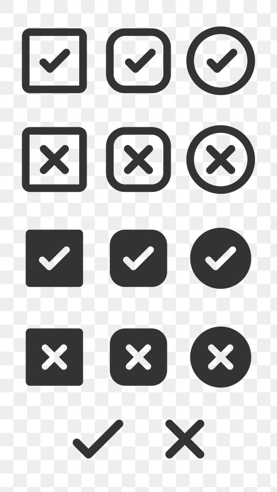 PNG Checkbox icons for interface design on transparent background