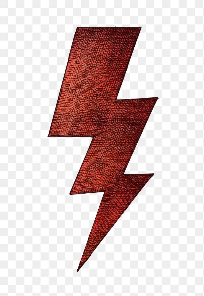 Lightning bolt png vintage sticker illustration, transparent background